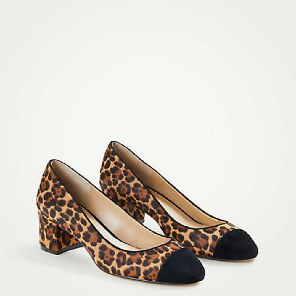 NIB Ann Taylor Odelia Leopard Haircalf Cap Toe‎ Heels